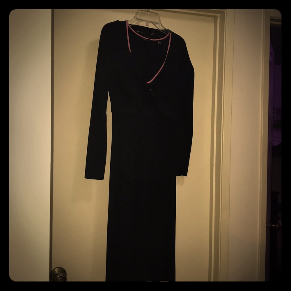 Black dress w/ pink lining and cropped jacket